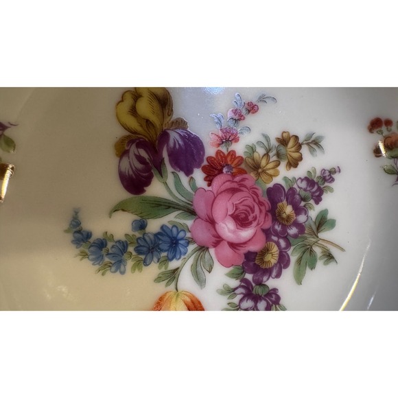 Noritake China Dresalda 3849 Rimmed Soup Bowl Floral Gold Scroll Japan Vintage - Picture 8 of 8